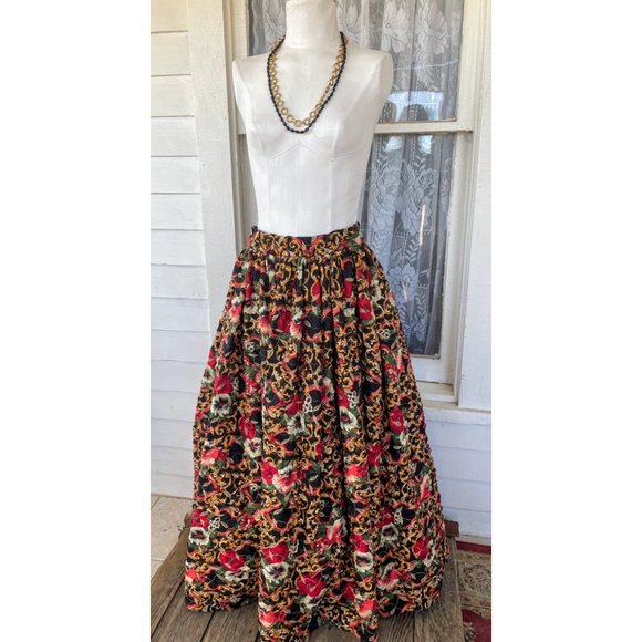unbranded Dresses & Skirts - Vintage 1960s Puffy Crinoline Maxi Skirt Metallic Floral